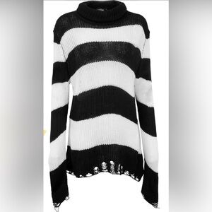 Killstar Striped Sweater with Folded Collar - RARE!